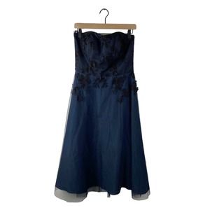New sample sale dessy collection tulle navy and black lace midi a-line dress